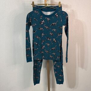 Hanna Andersson- Teal Dinosaur Kids Pajama Set- Size 12